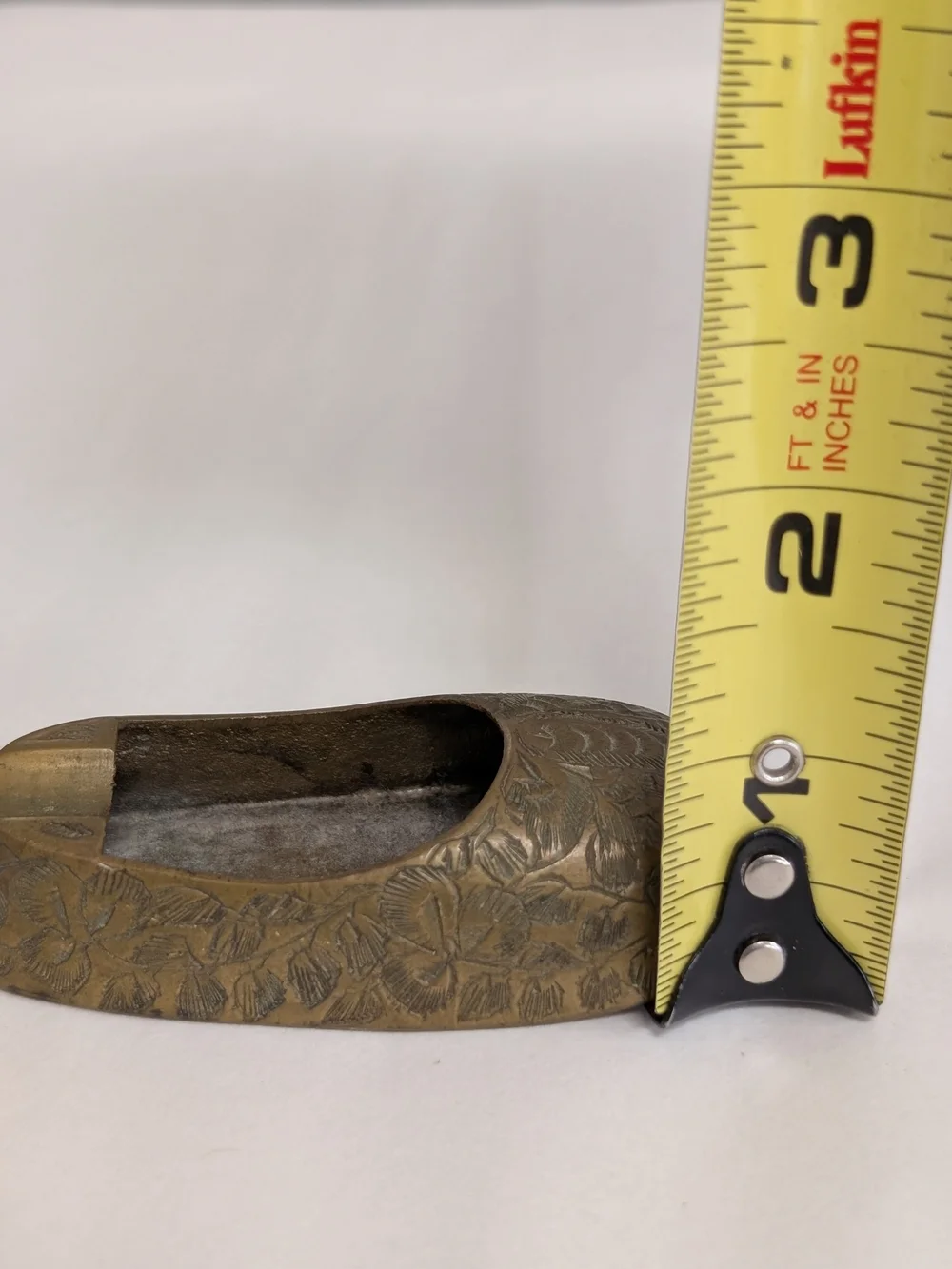 Vintage Miniature Brass Shoe Ashtray Engraved Ash Tray Small Incense Holder 1970